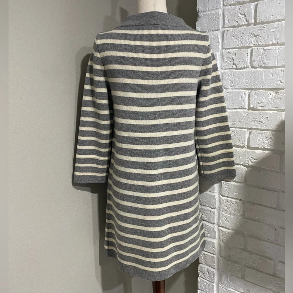 Women’s J. Crew Striped Gray and Cream Coat - Picture 4 of 7